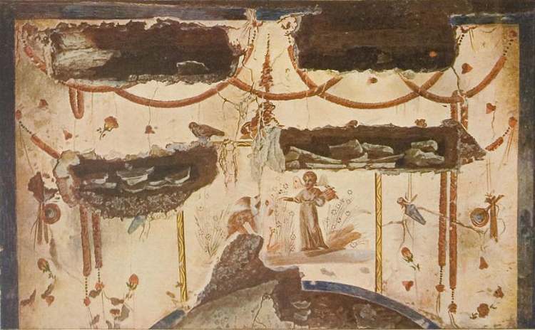 olasz roma katakomba fresko domitilla katakomba1